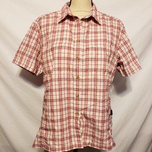 Woodlake Summit Women's Moisture Wicking Shirt Red White Blue Geometric L